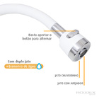 Bico Arejador Duplo Jato Abs Branco e Cromado Para Bica Gourm