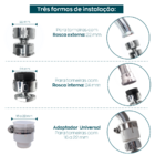 Bico De Torneira Arejador Cozinha Chuveirinho Cromado Com 3 J