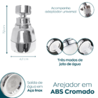 Bico De Torneira Arejador Cozinha Chuveirinho Cromado Com 3 J