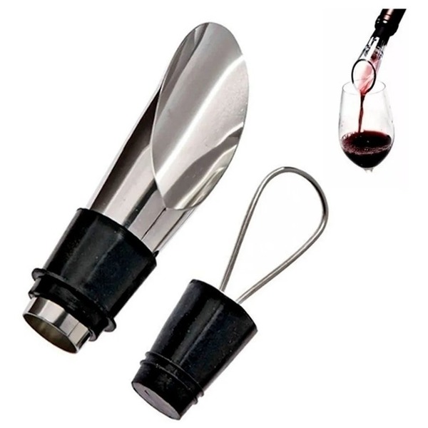 Bico Dosador Corta Gotas Com Tampa Para Vinho Champagne Inox