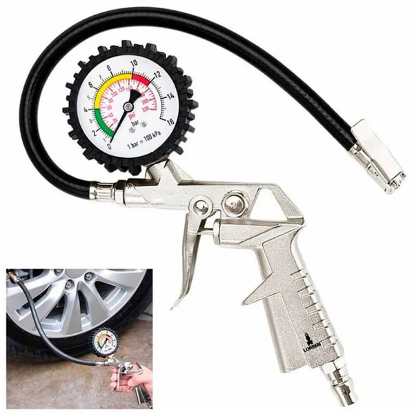 Bico Pistola De Ar Com Bico Calibrador Lorben Manômetro Engat