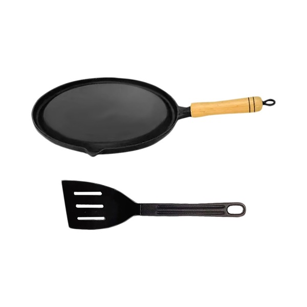 Bifeteira Antiaderente Redonda Lisa 22cm Cabo E Espátula