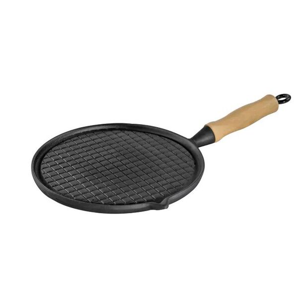 Bifeteira Chapa Ferro Fundido Redonda Estriada 26 Cm