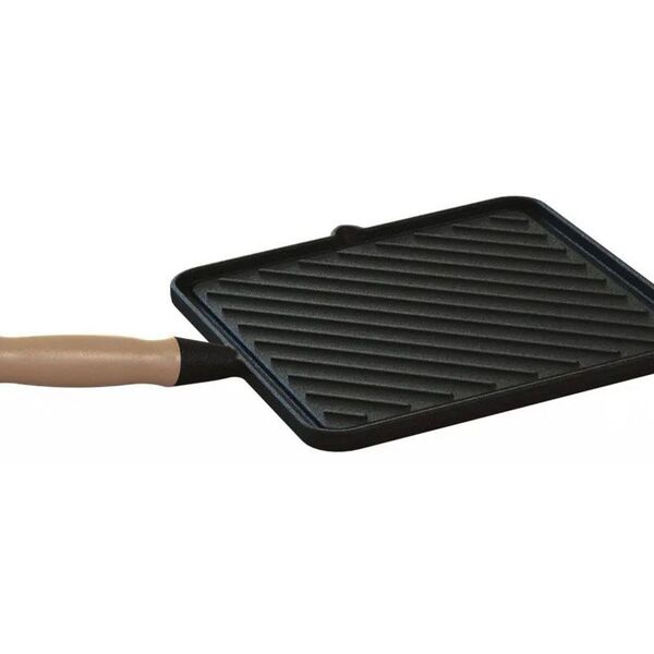 Bifeteira Chapa Quadrada Estriada Ferro Fundido 26x26 Cm