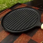 Bifeteira De Ferro Fundido Redonda Frisada - 25cm De Largura