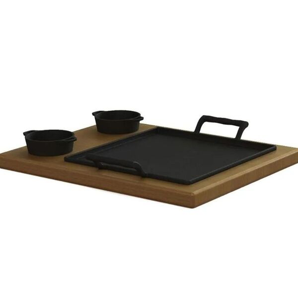 Bifeteira E Panelas Porção Restaurante E Aparador Madeira