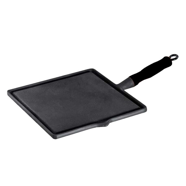 Bifeteira Quadrada Lisa Com Cabo De Silicone Preto 26x26cm