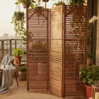 Biombo 3 Folhas Divisória Madeira Maciça Ripado P/ Área Inter