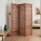 Biombo 3 Folhas Divisória Madeira Maciça Ripado P/ Área Inter