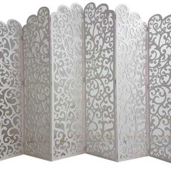 Biombo 6 Folhas 258x180cm Mdf Modelo 21 Branco Vazado