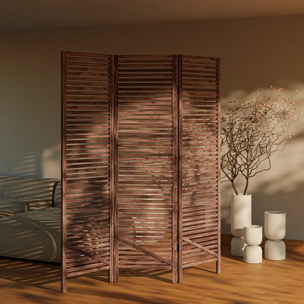 Biombo Decorativo Oliver 3 Folhas Em Madeira Maciça Espresso