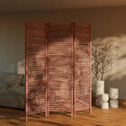 Biombo Ripado Oliver 3 Folhas Em Madeira Maciça Stain Jatobá