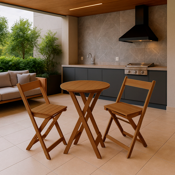 Bistro Com 2 Banquetas Para Bar Dobrável De Madeira Ismalu  M