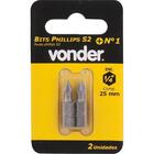 Bits Ponteira Philips 1/4 N.2 1/4x75mm Aço S2 Com 2 Peças -