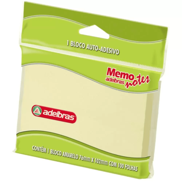 Bloco Auto Adesivo Adelbras Amarelo 76 X 102 Mm Com 100 Folhas