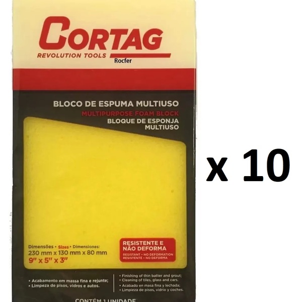 Bloco de espuma para acabamento de rejunte e argamassa Cortag