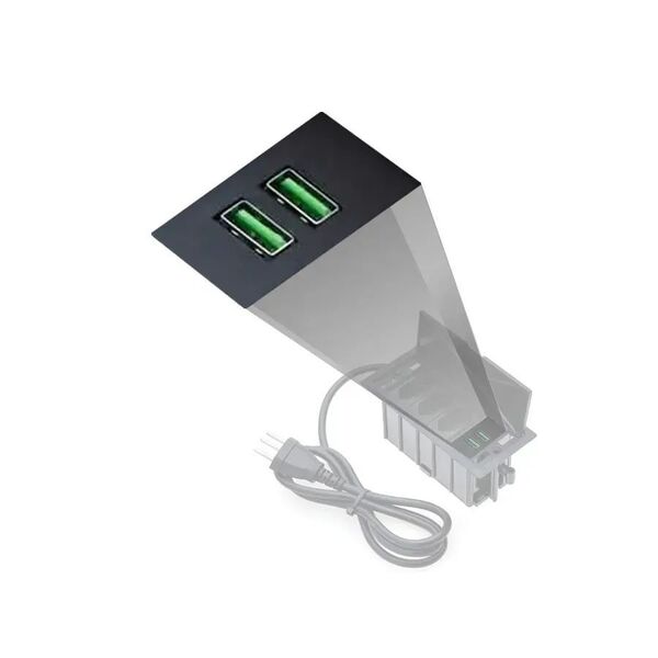 Bloco Simples C/ Placa 2 Usb 5v 3a 15w Preto Qtmov