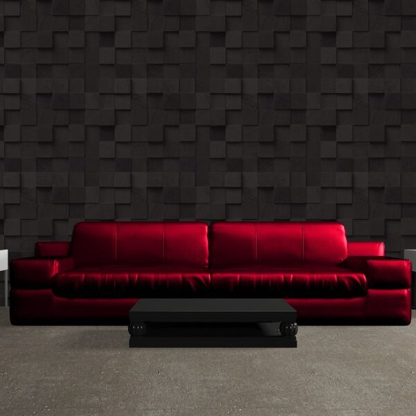 Blocos 3d Preto - Papel De Parede - 200