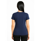 Blusa Camiseta Feminina Baby Look Básica Gola V  Gg Azul Mari