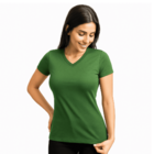 Blusa Camiseta Feminina Baby Look Básica Gola V  P Verde Musgo