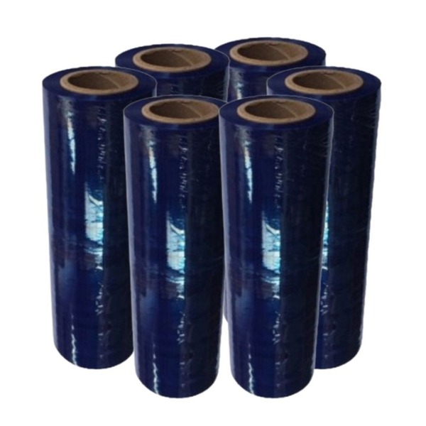 Bobina Filme Stretch Azul Manual 50cm 24kg Kit 6 Bobina