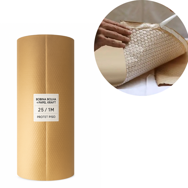 Bobina Salva Piso Protege Piso Bobina Bolha+ Papel Kraft 25x1m