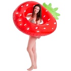 Boia Inflável Circular Morango Para Piscina 101 X 76 Cm