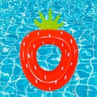 Boia Inflável Circular Morango Para Piscina 101 X 76 Cm