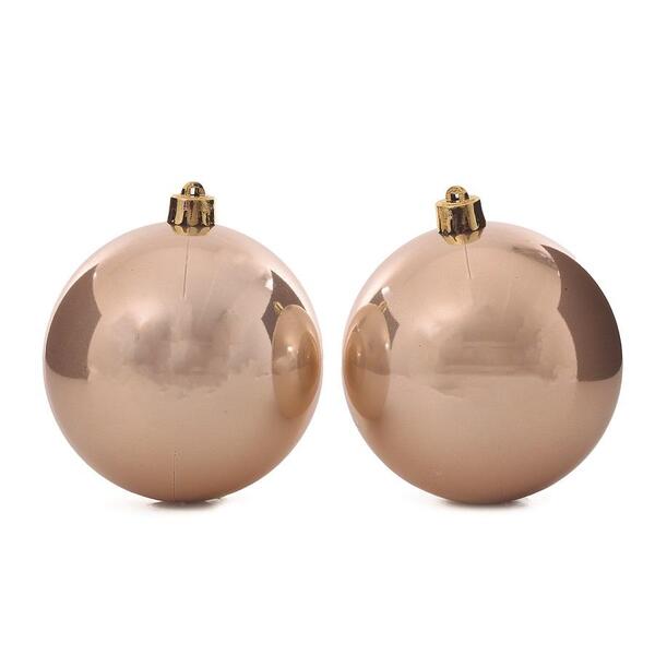 Bola De Natal Champagne Perolada Pt 2 Pcs 10 Cm Decoração Árv