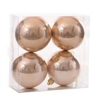 Bola De Natal Champagne Perolada Pt 4 Pcs 8 Cm Decoração Árvo