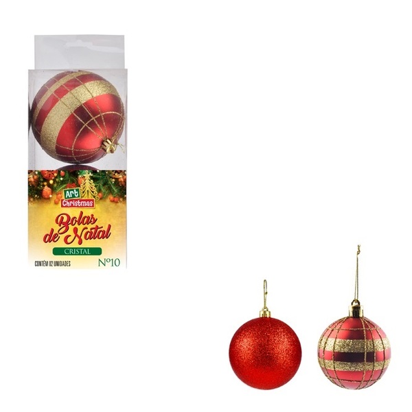 Bola De Natal Cristal Vermelho 10cm 2/pcs