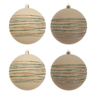 Bola de Natal para Árvore Plástico Bege 10x10x10cm Cromus