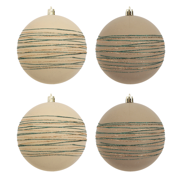 Bola de Natal para Árvore Plástico Bege 10x10x10cm Cromus