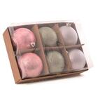 Bola De Natal Pastel Candy Glitter Pt 6 Pcs 8 Cm Decoração Ár