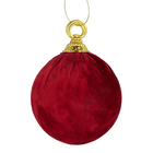 Bola de Natal Vermelha Veludo 8x8x8cm Cromus