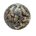 Bola De Resina Preta Com Desenho Bege De Borboleta- 12 Cm