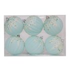 Bola Natalina 8cm C/6 Listra Glitter Azc (trend Raibow) Natal