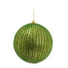 Bola Natalina Com Listras Em Glitter Verde De 15cm 1213290