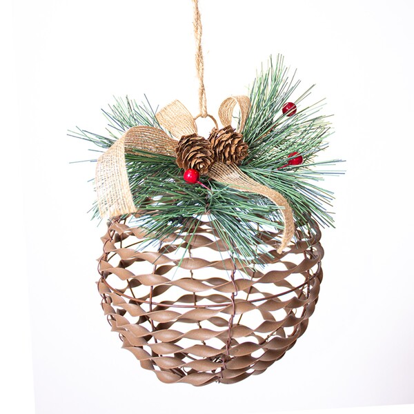 BOLA RATTAN COM LAÇO XADREZ 16CM