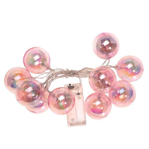 Bola Translúcida Rosa 5cm 10l 2aa 1,65m Decoração Iluminação