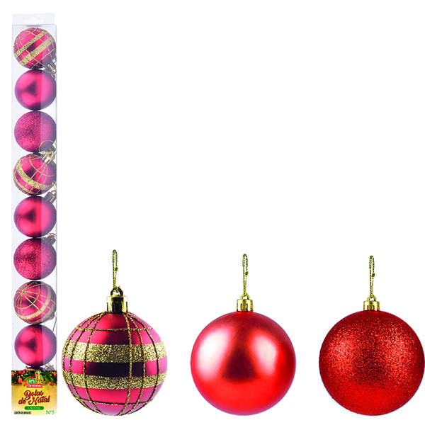Bolas De Natal Vermelha Ø5cm C/9 Unidades