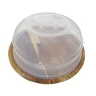 Boleira 30cm Primewood Com Prato De Madeira Teca E Cupula De