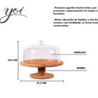 Boleira Bambu D27,5 Yoi Com Cúpula E Pé Cozinha Bolo Doce