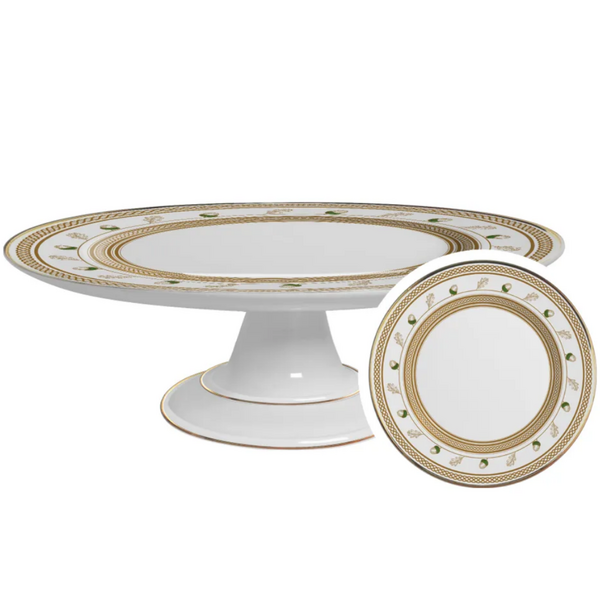 Boleira Com Pé Em Cerâmica Bandeja Porta Bolo Celebrações De