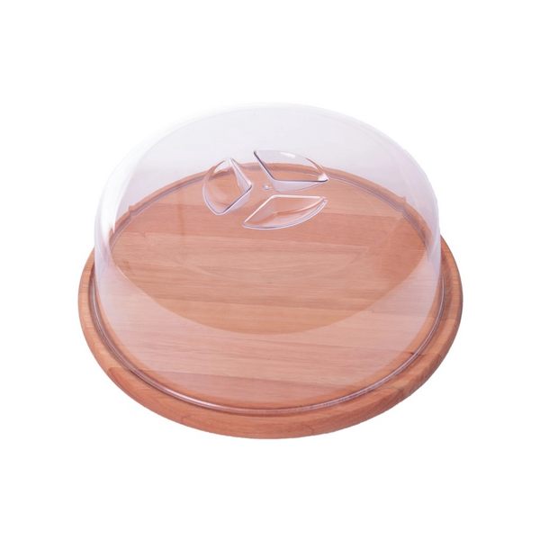 Boleira De Madeira Com Tampa Acrílico Porta Bolo 33cm Domama