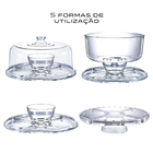 Boleira Porta Bolo,tortas,petisqueira De Vidro 5 Em 1 Com Sup