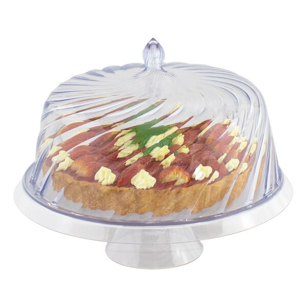 Boleira Porta Bolo Tortas Com Cúpula Bandeja Com Pé - Transpa