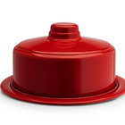 Boleira Vermelha De Alumínio Prato Porta Bolo Com Tampa