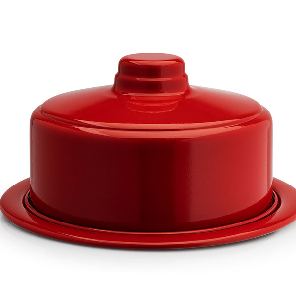 Boleira Vermelha De Alumínio Prato Porta Bolo Com Tampa