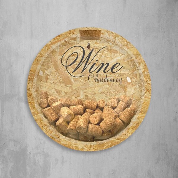Bolha Porta-rolhas Wine Chardonnay Em Mdf E Acrílico - 35cm O